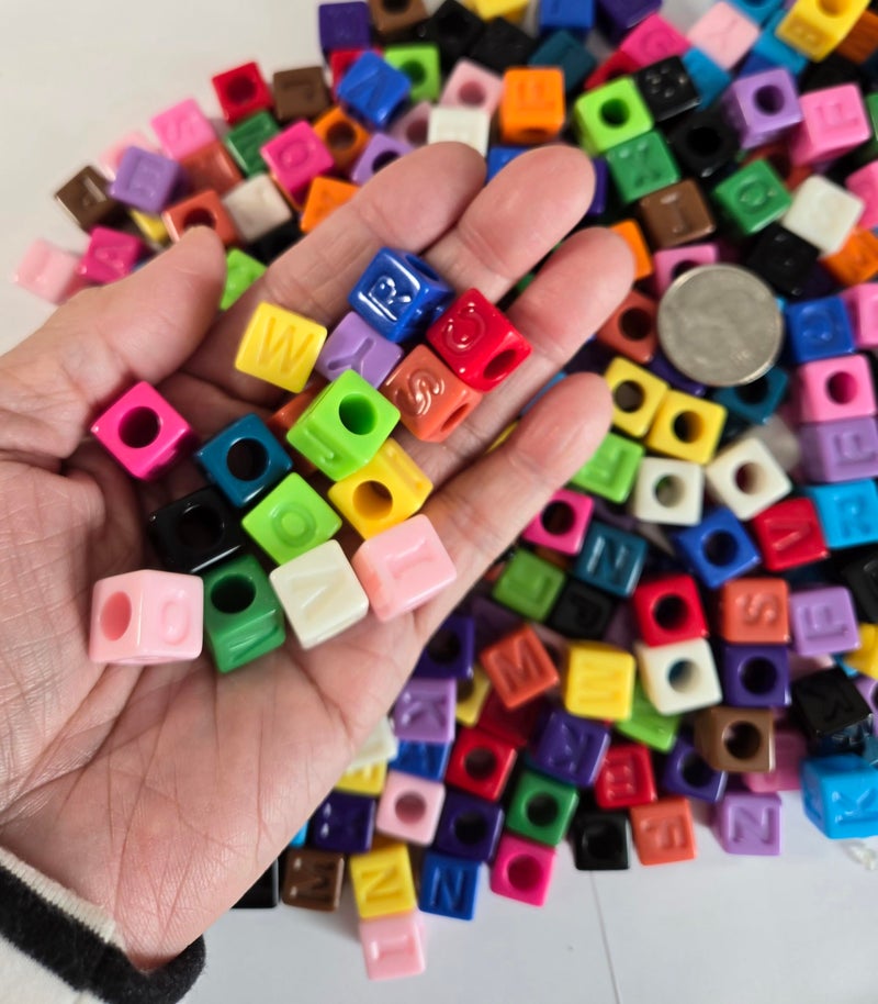 Linpeng Plastic Letter Alphabet Beads 12mm, Square Big Hole Beads for Jewelry Bracelets, Gift for Beader, 1 Lb, 1500 Pcs - Image 5