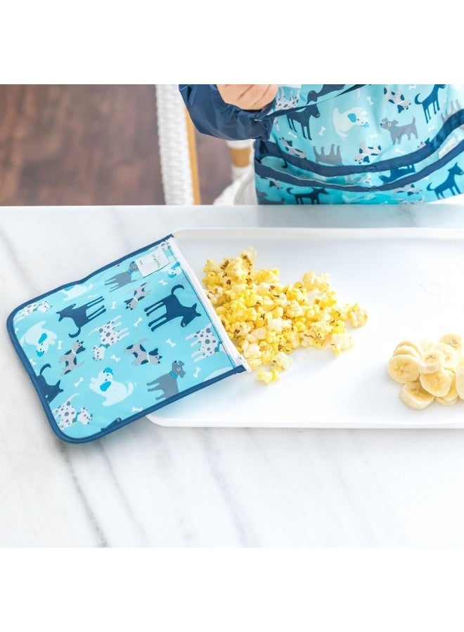 green sprouts Reusable Insulated Sandwich Bags (2 Pack)-Aqua Dogs - Image 2