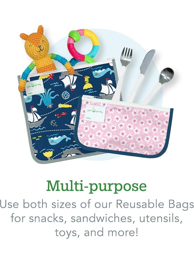 green sprouts Reusable Insulated Sandwich Bags (2 Pack)-Aqua Dogs - Image 5