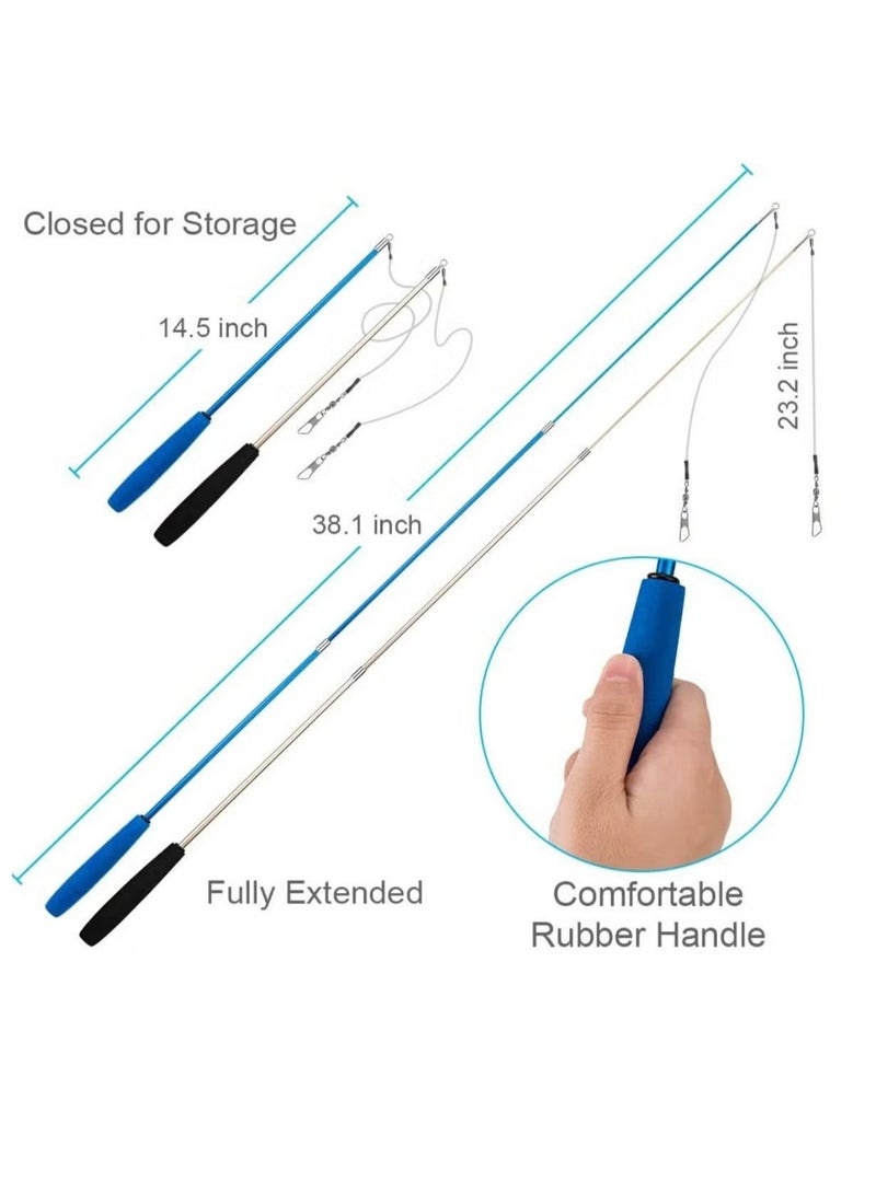 جمورو ألعاب القطط ذات الريش، 2 عصا قابلة للسحب و10 ألعاب تشويقية بديلة مع عبوات الجرس، ولاقط تفاعلي وتمارين مضحكة للقطط الصغيرة - Image 2