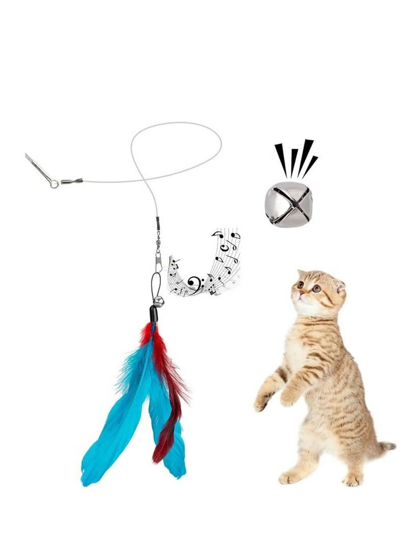 جمورو ألعاب القطط ذات الريش، 2 عصا قابلة للسحب و10 ألعاب تشويقية بديلة مع عبوات الجرس، ولاقط تفاعلي وتمارين مضحكة للقطط الصغيرة - Image 4