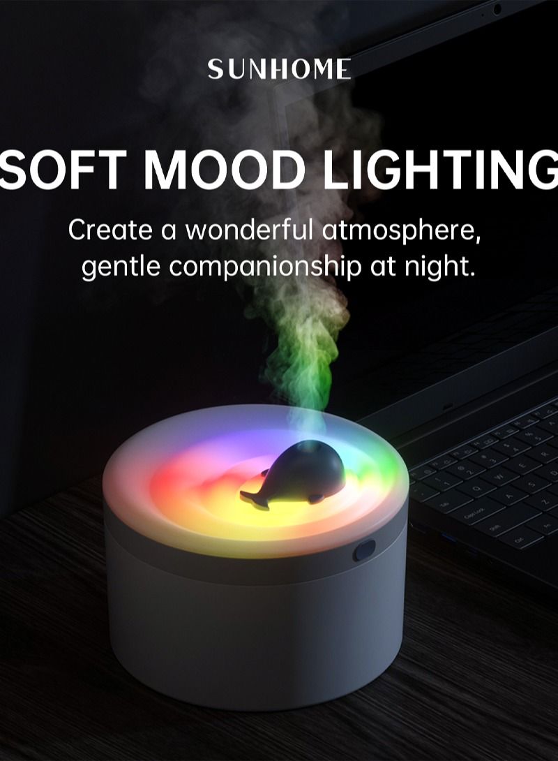 صن هوم مرطب هواء مزود بإضاءة متغيرة اللون 1.5 لتر أبيض - Image 3