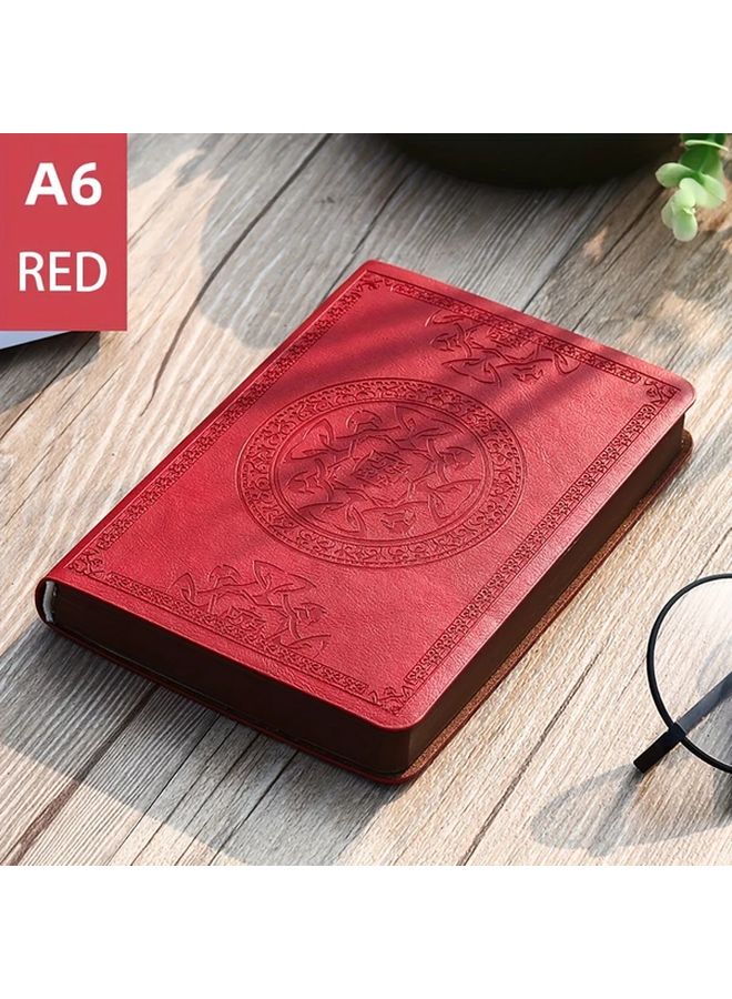Red A6 Pocket Steno Notebook 140 Page Journal College Ruled Soft Leather Cover 80GSM Thick Paper - Image 1