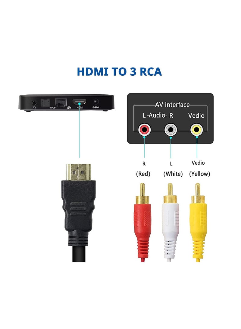 Ntech كابل NTECH HDMI إلى RCA موصل HDMI ذكر إلى 3RCA AV مركب ذكر M/M محول كابل سلك ناقل بدون وظيفة تحويل إشارة نقل أحادي الاتجاه من HDMI إلى RCA بطول 5 أقدام 1.5 متر (أسود) - Image 5