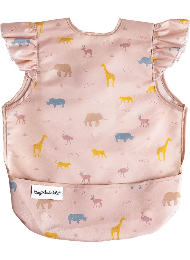 Tiny Twinkle Tiny Twinkle Mess Proof Baby Bib - Waterproof Baby Apron - Machine Washable - PVC, BPA, & Phthalate Free - Great Travel Bib for Baby Eating - Baby Food Bibs (Petite Safari, Small 6-24 Months)  - Image 1