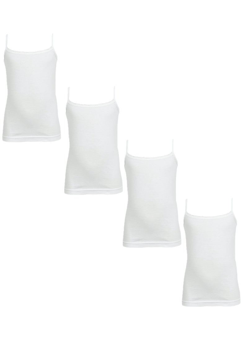 City Rose 4 - Pieces Cotton Camisole Undershirts Underwear Girls White - Image 1