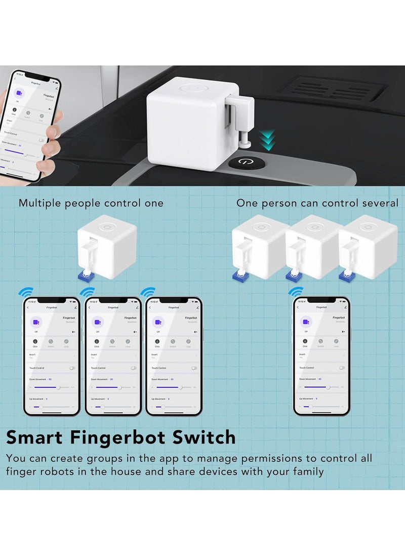Smart Switch, Easy Installation Smart Control Finger Robot Switch, Compatible the Smart Life App Preset Time Bot Button Pusher With Stickers for Garage, Home, Workspace, Bedroom