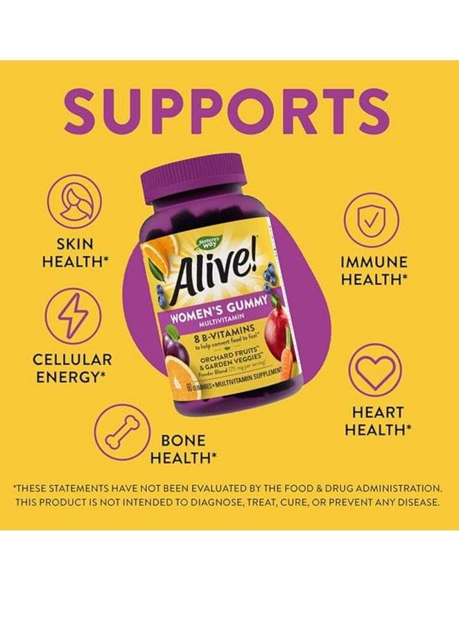 Alive Women'S Daily Gummy Multivitamins, Full B-Vitamin Complex, Supports Heart Health, Mixed Berry Flavored, 60 Gummies - Image 3
