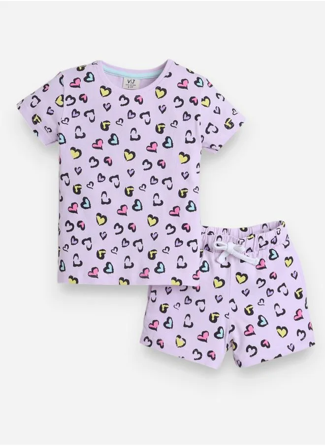 فكتور اند جين All-Over Printed Cotton T-Shirt and Shorts Set