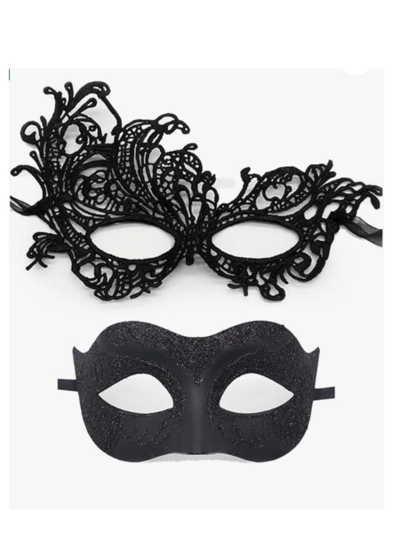 Ailily 2Pack Masquerade Mask for Couples Lace Eye Mask Venetian Carnival Halloween Mask Party Ball Prom Mask Costume Mardi Gras  - Image 1