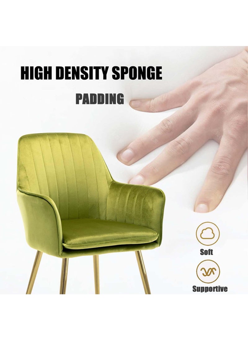 Taimi Set of 2 Modern Accent Dining Chair, Velvet Dining Chair, Home Office Chair, Desk Chair, Upholstered Living Room Chair, Living Room Bedroom Armchair with Golden Finished Metal Legs, Yellow  - Image 4