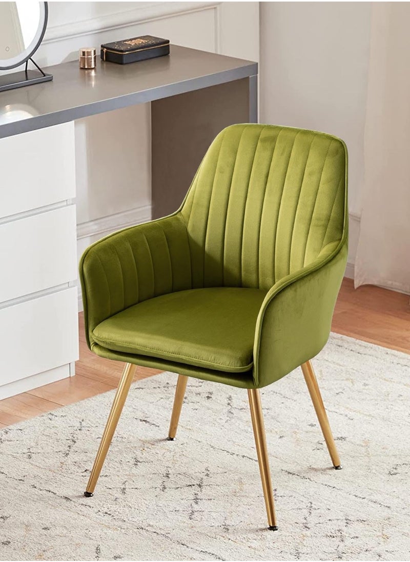 Taimi Set of 2 Modern Accent Dining Chair, Velvet Dining Chair, Home Office Chair, Desk Chair, Upholstered Living Room Chair, Living Room Bedroom Armchair with Golden Finished Metal Legs, Yellow  - Image 3