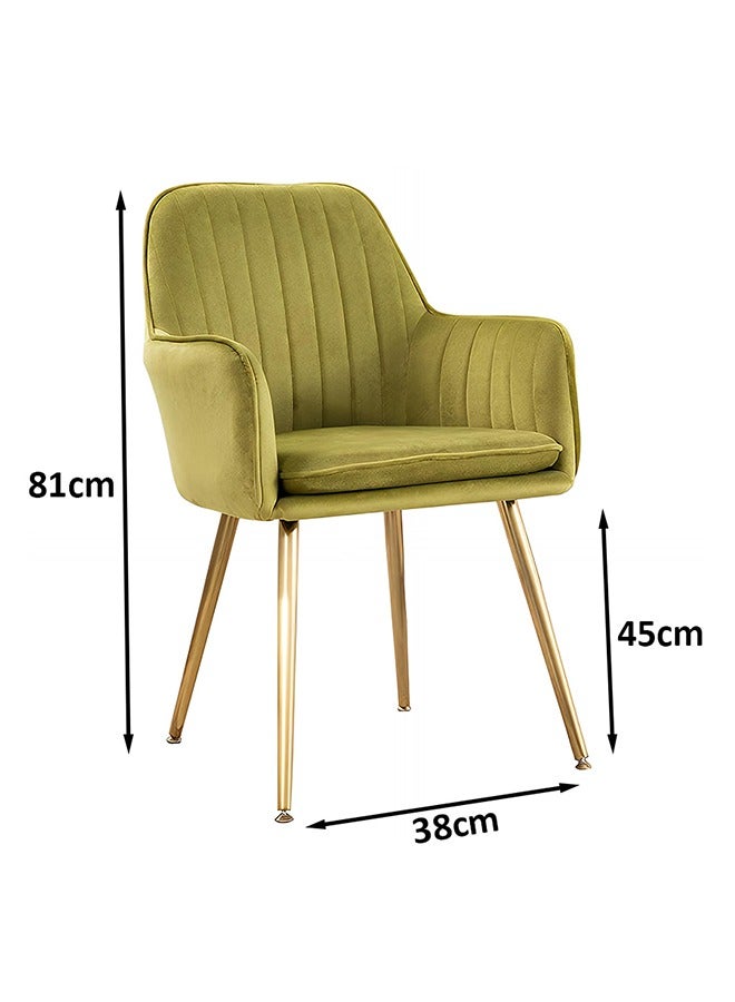 Set of 2 Modern Accent Dining Chair, Velvet Dining Chair, Home Office Chair, Desk Chair, Upholstered Living Room Chair, Living Room Bedroom Armchair with Golden Finished Metal Legs, Yellow