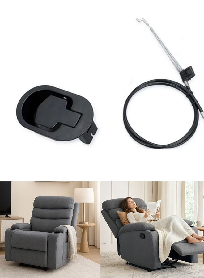 Ailily Recliner Replacement Parts - Universal Black Metal Pull Recliner Handle - fits Recliner Couch Style Pull Chair Release Handle for Sofa - Image 1