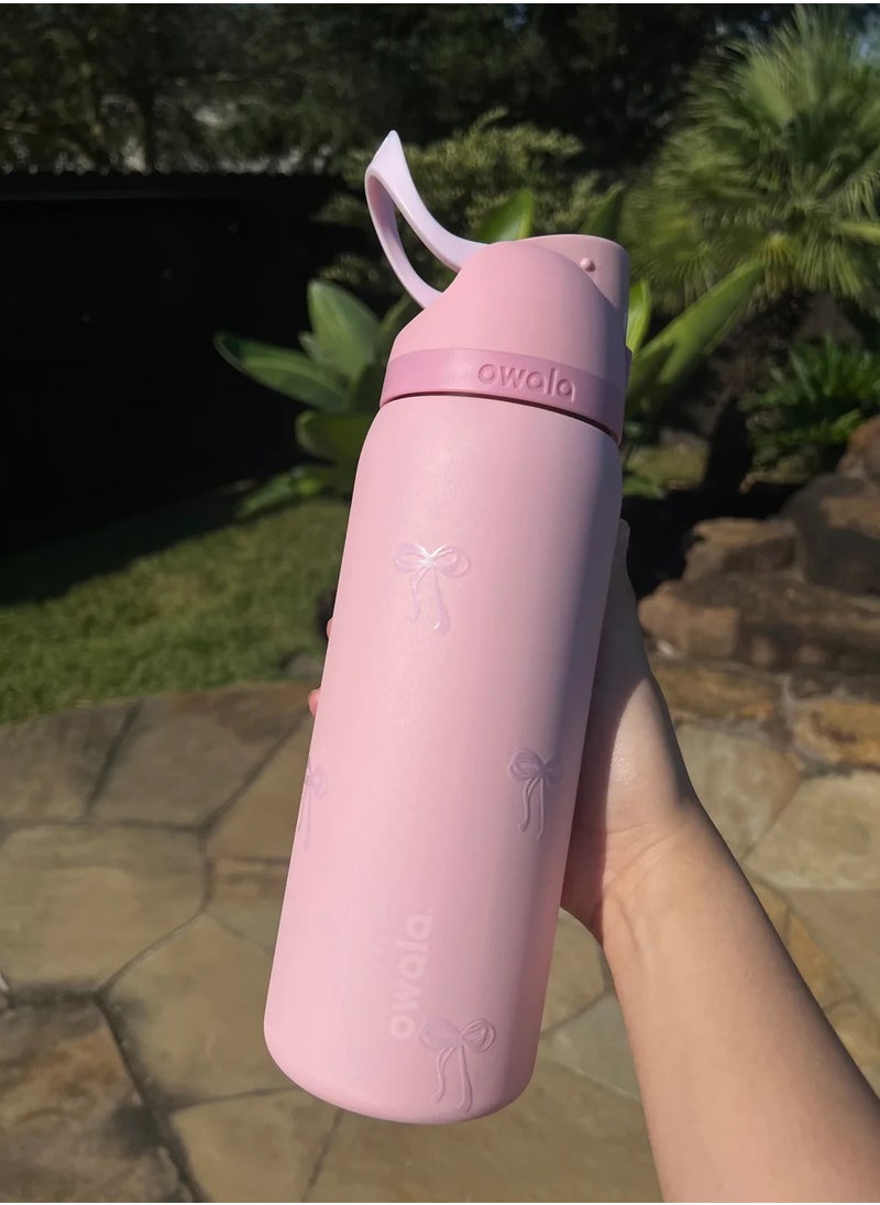 Owala - FreeSip Insulated Stainless Steel Water Bottle with Straw for Sports Travel and School BPA-Free Sports Water Bottle (Pink 24OZ) - Image 1