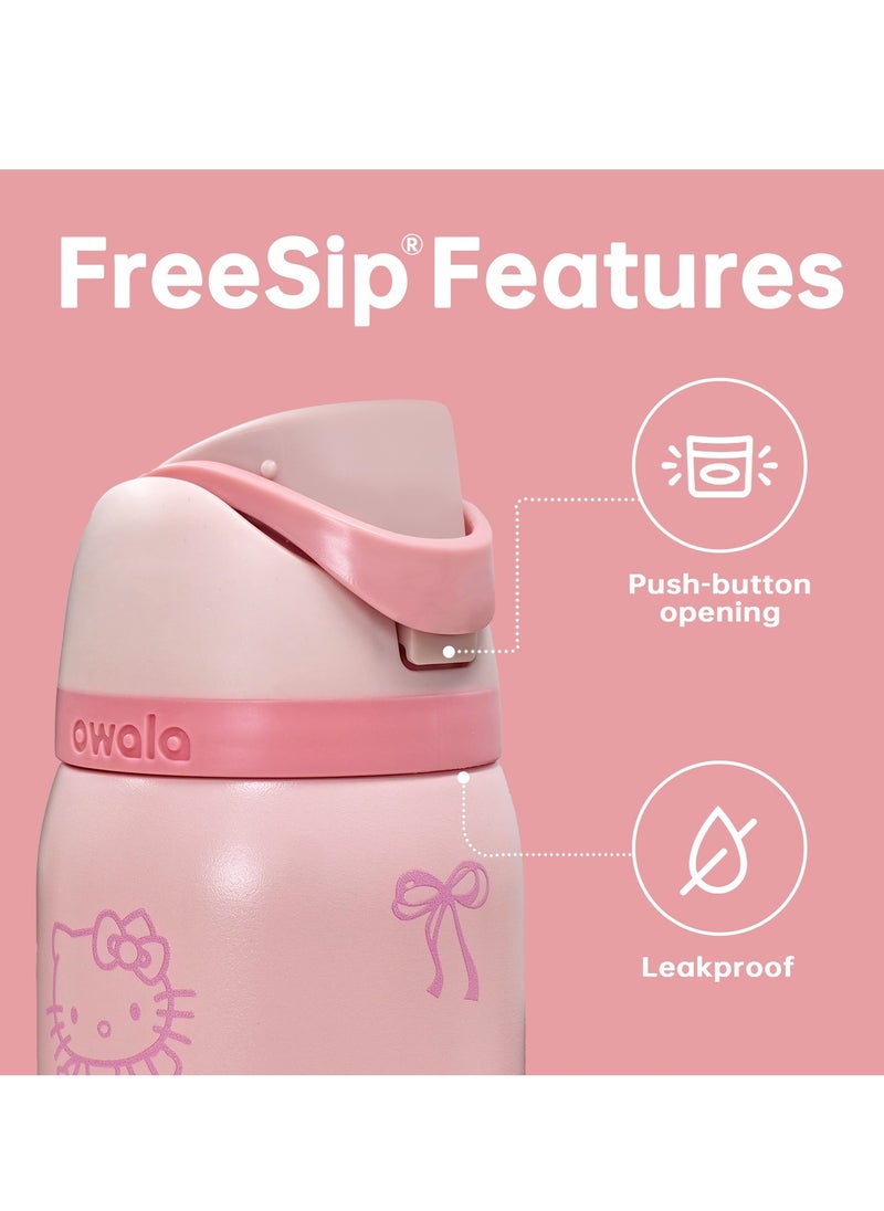Owala - FreeSip Insulated Stainless Steel Water Bottle with Straw for Sports Travel and School BPA-Free Sports Water Bottle (Pink 24OZ) - Image 1