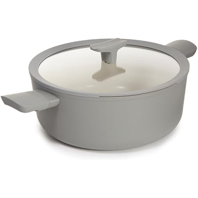 بيرجوف قدر سيراميك غير لاصق من Balance بسعة 11.65 لتر، غطاء زجاجي متعدد الوظائف، مصنوع من الألومنيوم المعاد تدويره، طلاء Ceragreen غير سام، مقبض StayCool، مقلاة حثية لطهي الحساء بالبخار، Moonmist - Image 2