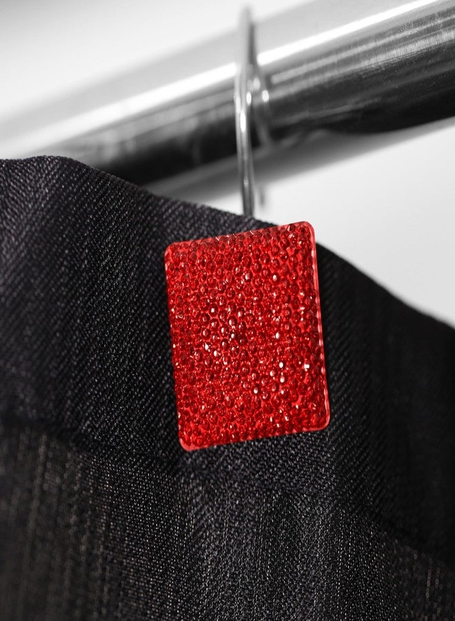 Popkozzi Red Shower Curtain Hooks Rings: 12 Pcs Bling Glitter Sparkle Shiny Square Crystal Diamond Decorative Shower Curtain Rings - Luxury Fancy Christmas Holiday Curtain Hooks & Hangers for Bathroom - Image 3