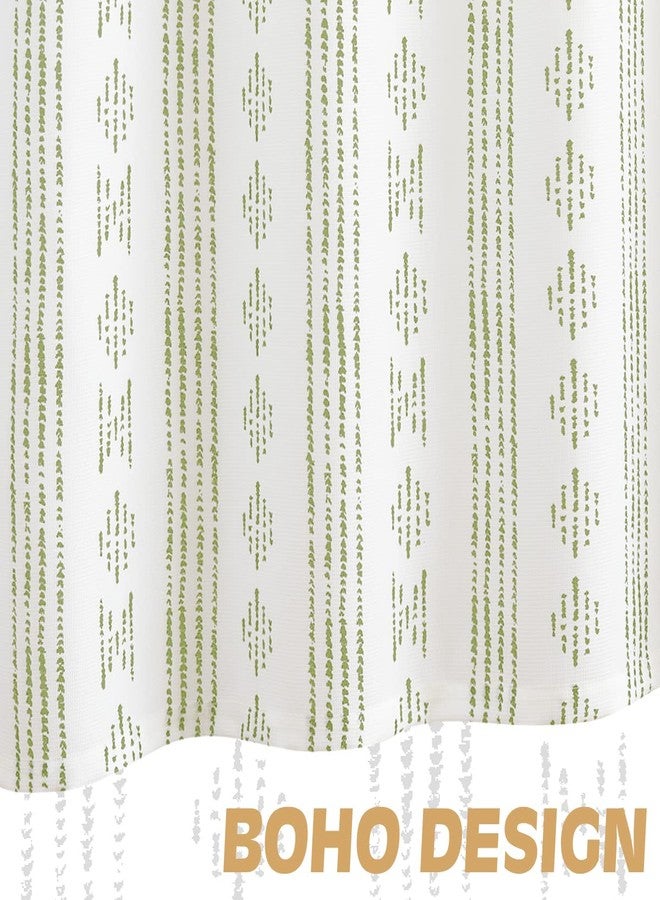 jinchan Green and White Boho Shower Curtain Bohemian Vertical Striped Fabric Shower Curtains for Bathroom with 12 Hooks Waterproof 70x72 Inches - Image 5