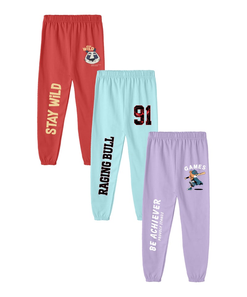 SHODOX® Cotton Blend Regular fit Printed Multicolor Track Pants for Boys (Pack of 3) - Image 1