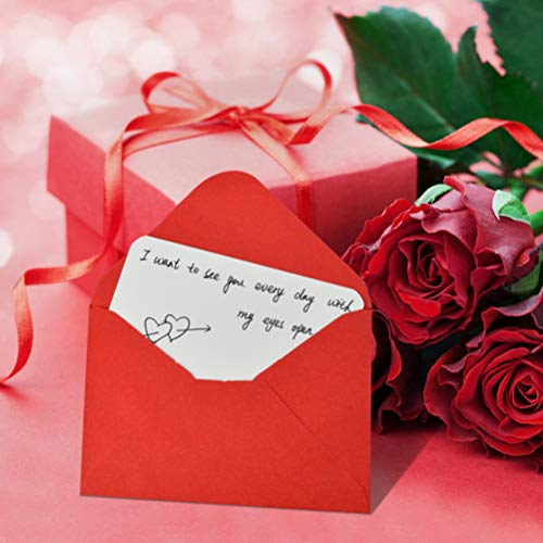 jiebor 100 Sets Mini Envelopes with White Blank Business Cards Red Pink Small Enclosure Card Mini Card Envelopes for Valentine's Day - Image 5