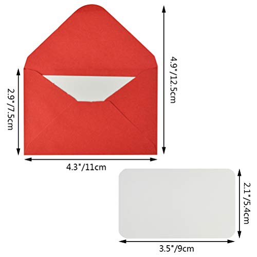 jiebor 100 Sets Mini Envelopes with White Blank Business Cards Red Pink Small Enclosure Card Mini Card Envelopes for Valentine's Day - Image 2