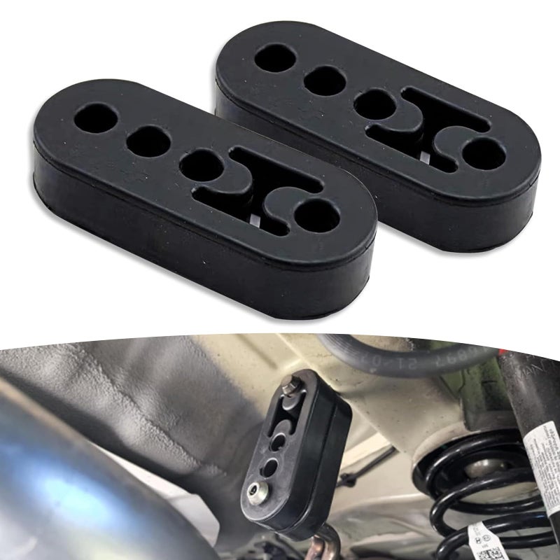 leediga 2 PCS 4 Holes Exhaust Rubber Hanger Adjustable Exhaust Pipe Support Bracket Highdensity Muffler Exhaust Hanger Universal Bushing Muffler Insulator Shock Absorbent Mount Bracket Black