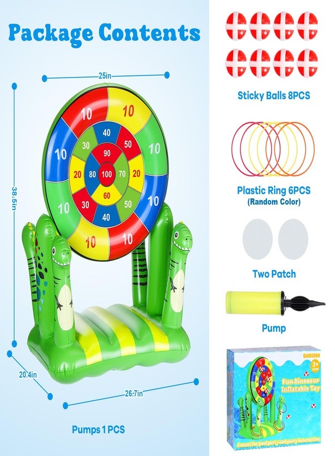 BUSOHA ألعاب عوامات الديناصورات للأطفال من بوسوها - 2 في 1 لوح رمي قابل للنفخ وحلقة رمي للسباحة واللعب للعائلة في الهواء الطلق، لعبة مائية رائعة لتزيين حفلات المسبح في الفناء، هدية للصبيان والبنات والمراهقين والبالغين - Image 5