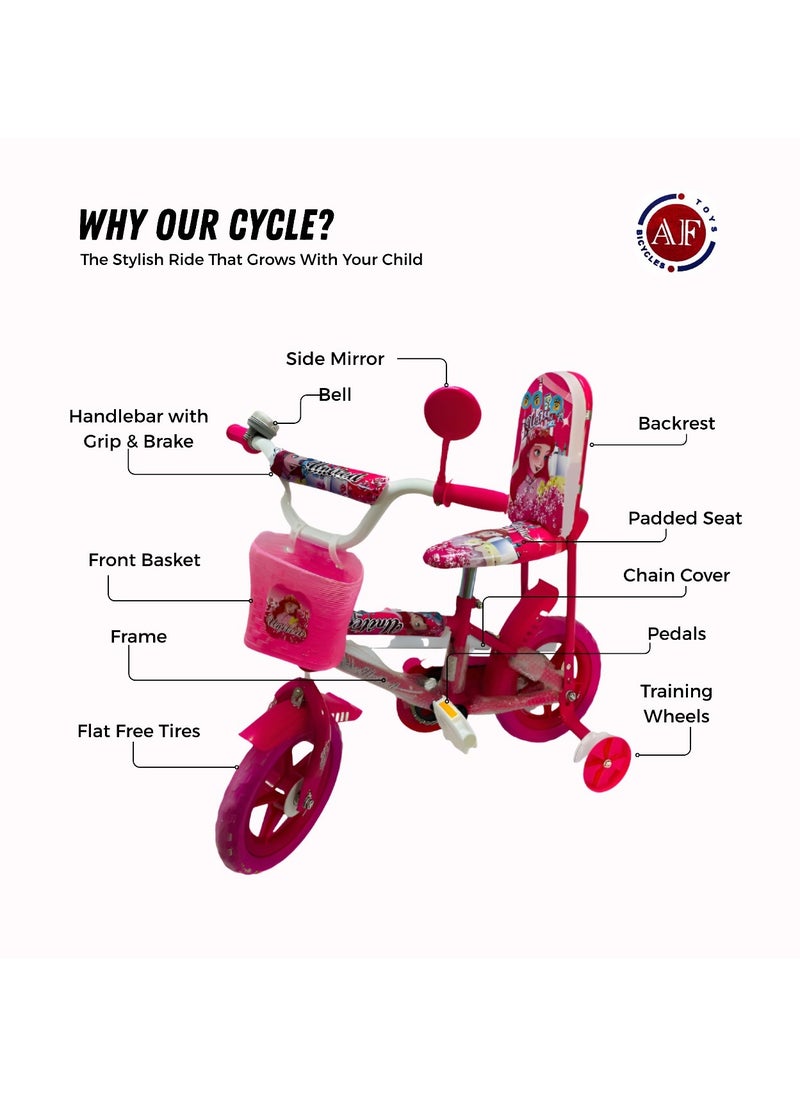 AF BABY United AF Baby Girls Bike with Back Support Bell Chain Cover Supported Wheels For Kids Available 2+ years  - Image 3