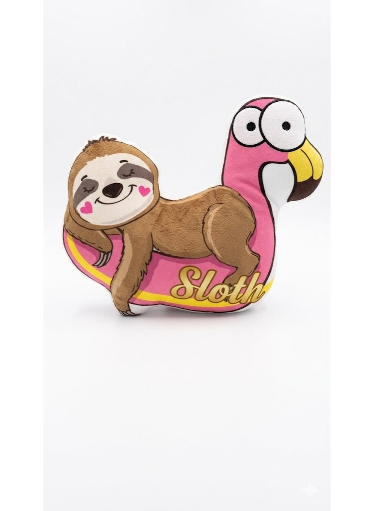 Sloth on Flamingo Float Plush Dog Toy, Soft and Squeaky, Fun Animal Theme for Pets - Image 2