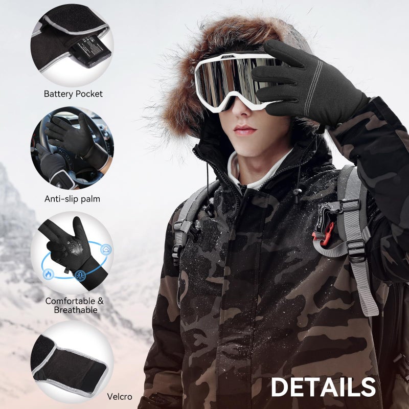 Savior Heated Glove Liners,Electric Heated Thin Gloves with Remaining Power Display,Rechargeable Hand Warmers,Suitable for Winter Driving,Typing,Running - Image 4