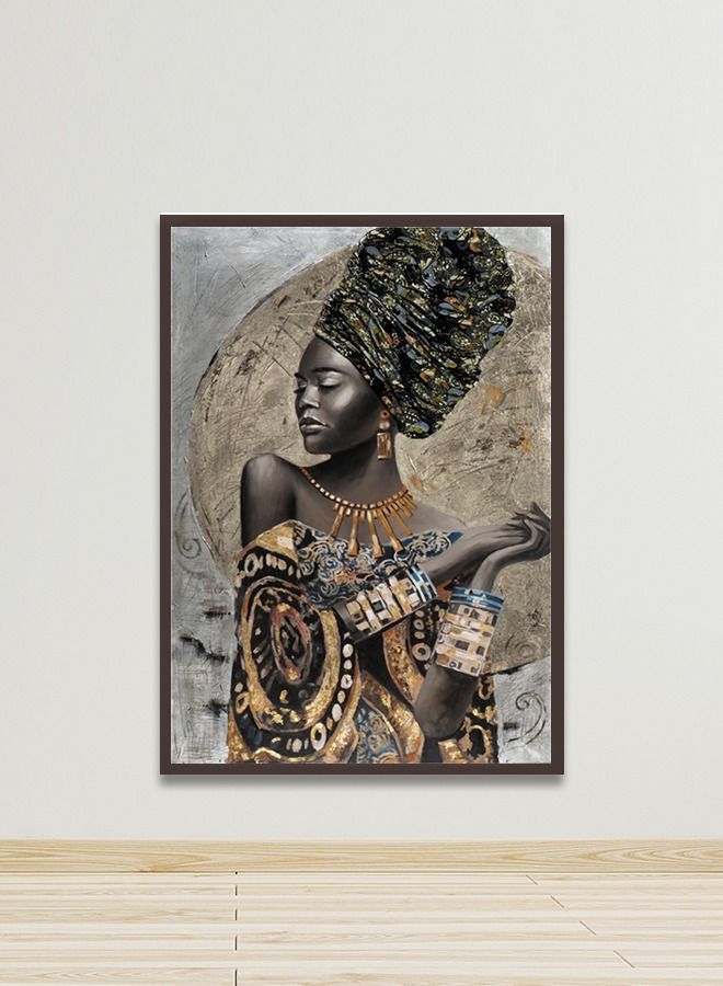 ماركتنا لوحة جدارية قماشية فنية لتزيين الحائط بتصميم عصري مع برواز بني مجوف مقاس 120x80سم قطعة واحدة - Image 1