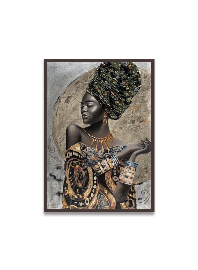 ماركتنا لوحة جدارية قماشية فنية لتزيين الحائط بتصميم عصري مع برواز بني مجوف مقاس 120x80سم قطعة واحدة - Image 2