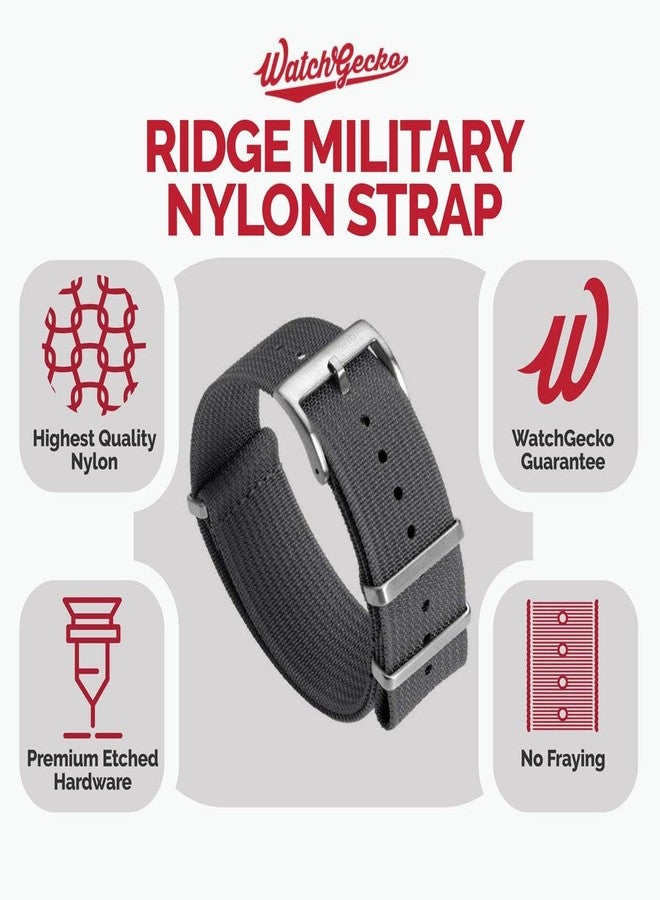 WatchGecko Ridge Military Nylon Watch Strap. Grey 22mm. Rugged, Quick-Drying and Secure Replacement Wristwatch Strap for Outdoor Activities. - Image 3