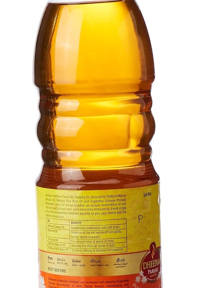 Dheepam Parijat Lamp Oil, 1L Pet Bottle - Non-Toxic and Odorless - Image 2