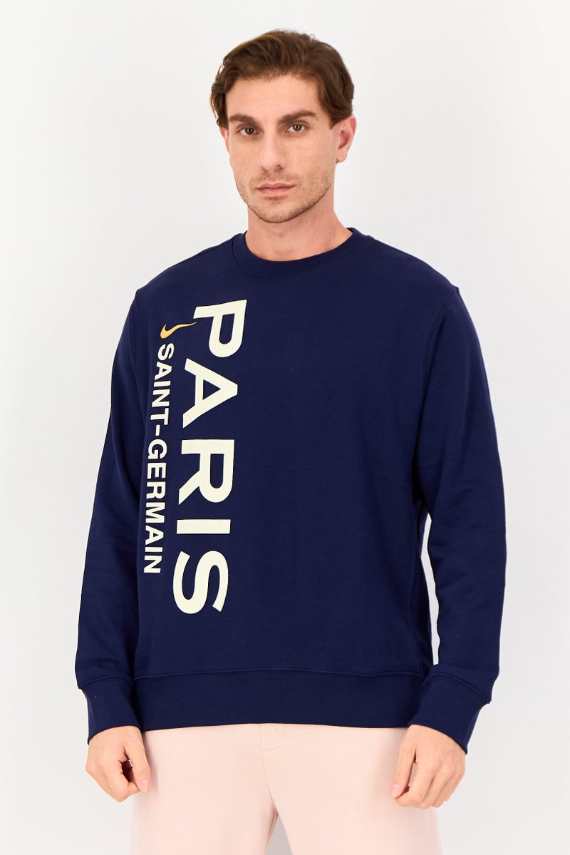 Nike Men Sportswear Fit Paris Saint Germain Long Sleeve Football Sweatshirt, Indigo - Image 1
