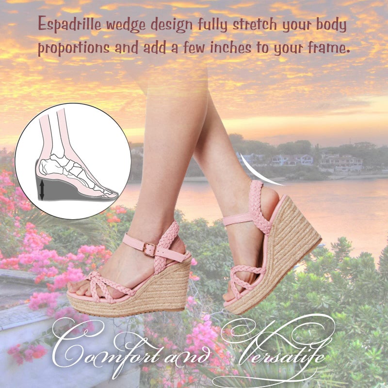 mikarka Espadrille Wedge Sandals for Women Braided Knot Ankle Strap Open Toe Platform Sandals - Image 5