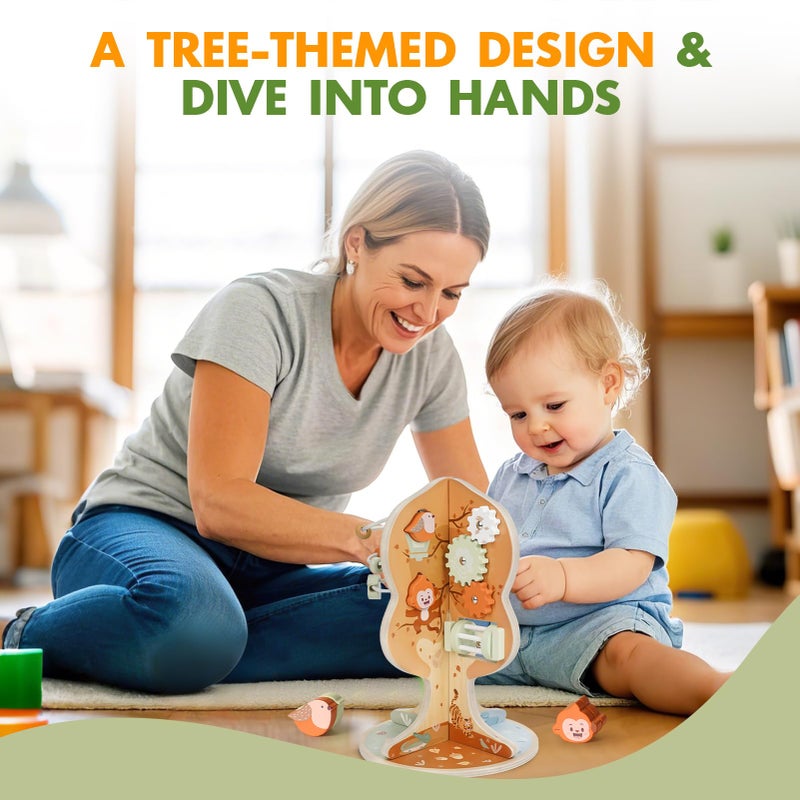 Joyreal Montessori Toys for 1 Year Old - 8-in-1 Wooden Activity Cube, Montessori Baby Activity Center for 1+ Year Old, Educational Toy for Toddlers, Ideal Gift for Boys and Girls with Seasonal Theme - Image 5
