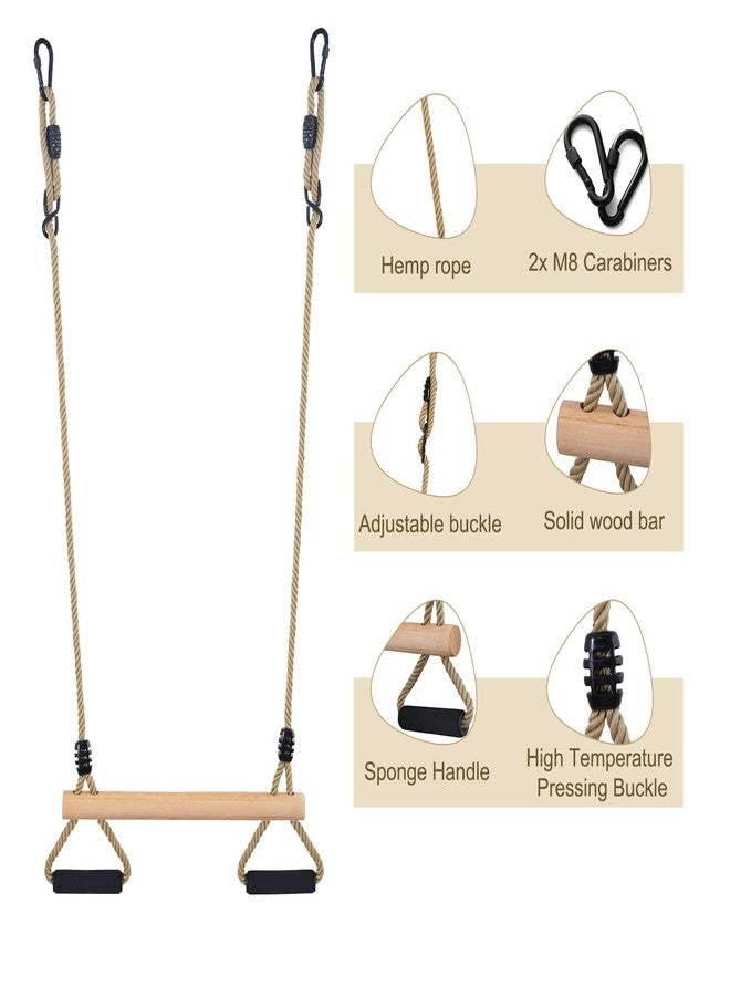 YAERSI Wooden Trapeze Swing Bar with Gym Rings for Children's Swing Set Indoor Outdoor Garden,Yard,Playground - Image 4