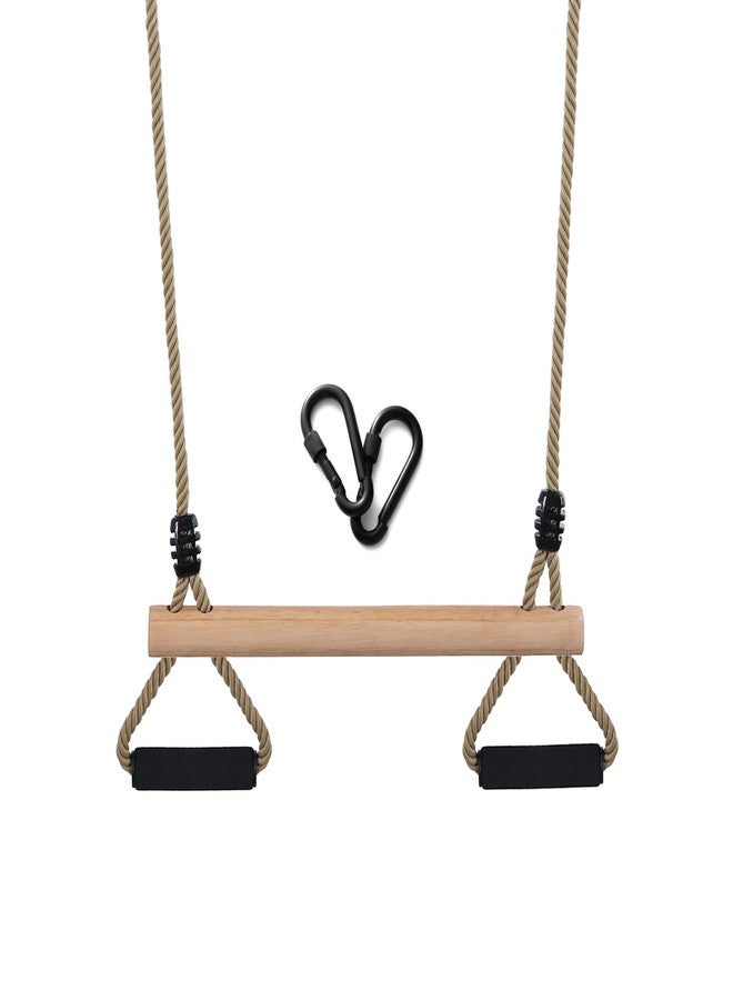 YAERSI Wooden Trapeze Swing Bar with Gym Rings for Children's Swing Set Indoor Outdoor Garden,Yard,Playground - Image 1