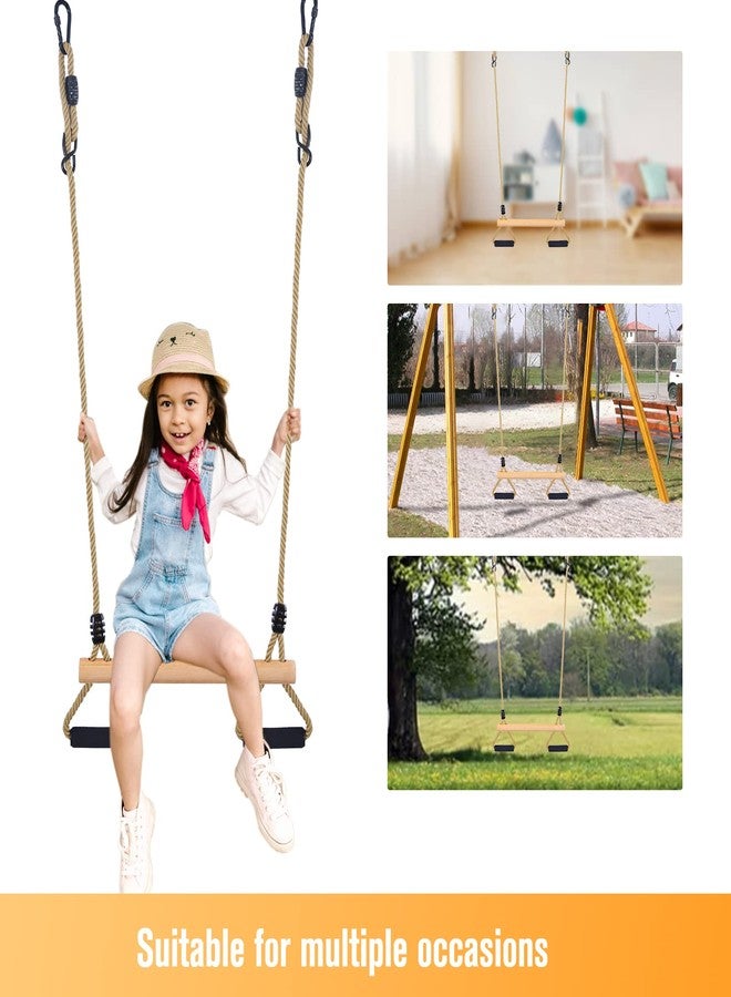 YAERSI Wooden Trapeze Swing Bar with Gym Rings for Children's Swing Set Indoor Outdoor Garden,Yard,Playground - Image 5