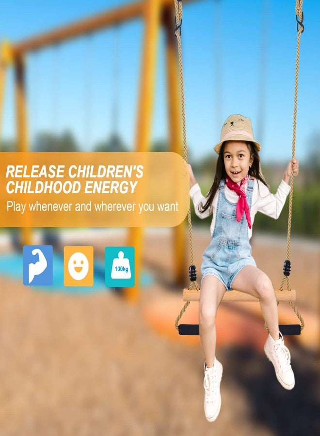 YAERSI Wooden Trapeze Swing Bar with Gym Rings for Children's Swing Set Indoor Outdoor Garden,Yard,Playground - Image 3