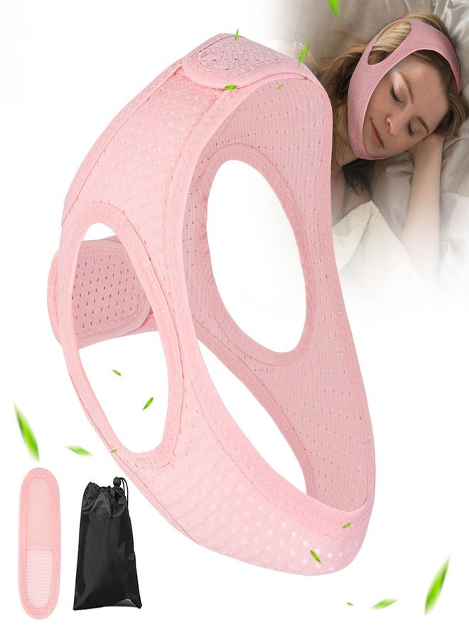 حزام الذقن فورزاكس لأجهزة التنفس CPAP المضادة للشخير - حزام ذقن قابل للتنفس، حل فعال للشخير، يقلل الشخير بشكل فعال، لا يلتصق به الشعر، لا يبهت لونه - وردي - Image 1