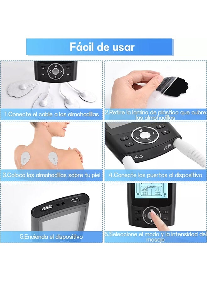 TENS EMS Muscle Stimulator with 36 Muscle Stimulators Massage Modes-Pain Relief Massager, Nerve  Muscle Activation - Includes 10 Electrode Pads  Dust-Proof Drawstring Storage Bag- For Better Blood F