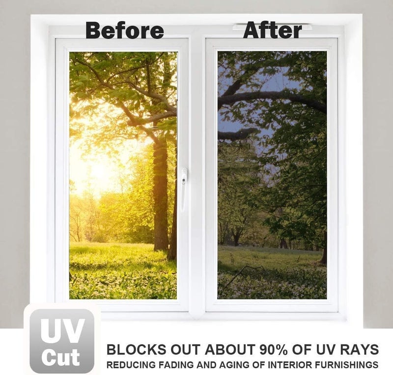 WALLTON One Way Mirror Window Film Daytime Privacy Sun Blocking Heat Control Anti UV Reflective Glass Film Static Cling Window Tint Sticker for Living Home Office. (Blue Gloss, 12x48 Inch) - Image 5