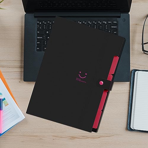 NISUN 5 Pockets File Organizer, Expanding File Folder, Accordion Document Organizer, Adjustable Buckle Folder, A4 Portable Accordion Paper/Bill/Receipt Bag - Black - Image 5