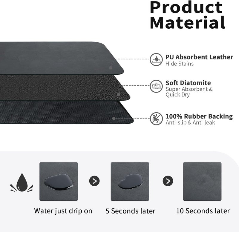 SUPERSTUD Kitchen Dry Mat for Wet Utensils | (60x40 cm) Kitchen Utensil Dish Drying Mat | Quick Dry Water Absorbent Mat | Drying Mat for Kitchen Non-Slip Rubber Backed - Image 4