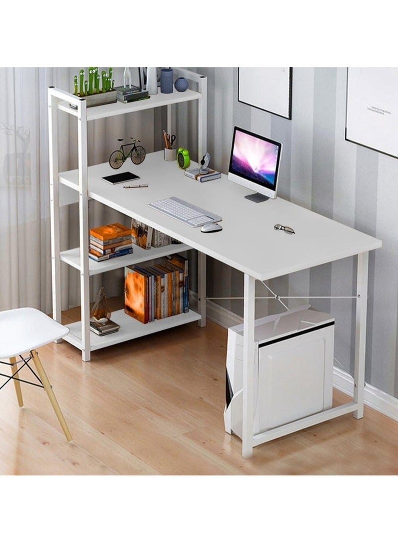 EXPERT Home Office Computer Desk Study Writing Desk with Wooden Storage Shelf, Laptop Table with Computer Host Cabinet,Computer Table-H-white - Image 1