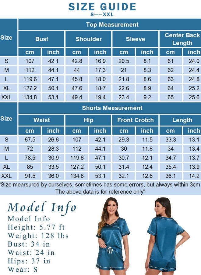 Ekouaer Women's Satin Short Sleeve V-Neck Sleepwear Nightwear Pajama Set, Rose Red, S - Image 5