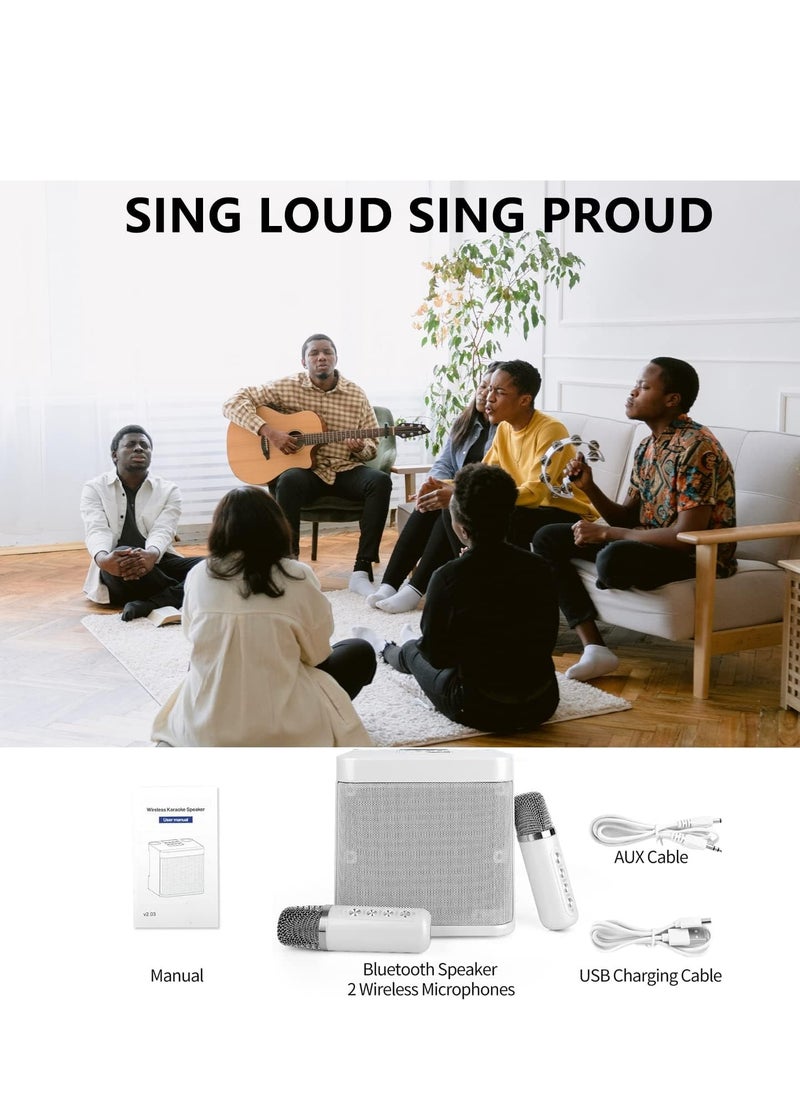 JAJEEK - EXPRESS Karaoke Machine with 2 Wireless Microphones for Adults | Portable Bluetooth Speaker System for Kids | Singing Machine with Echo & Voice Cut | Supports TF, AUX-IN | Perfect for Home Parties, Meetings, and Family Fun - Image 1